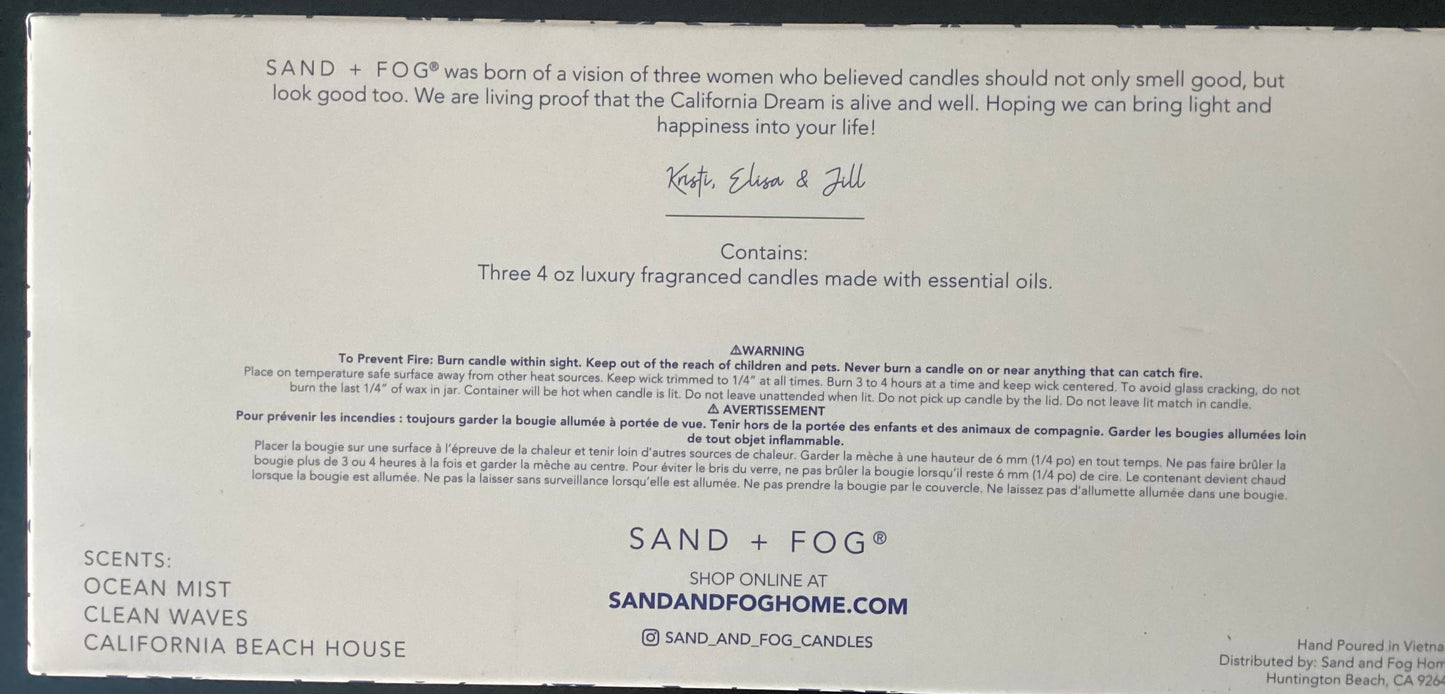 Sand & Fog 3 Scented Candle Collection