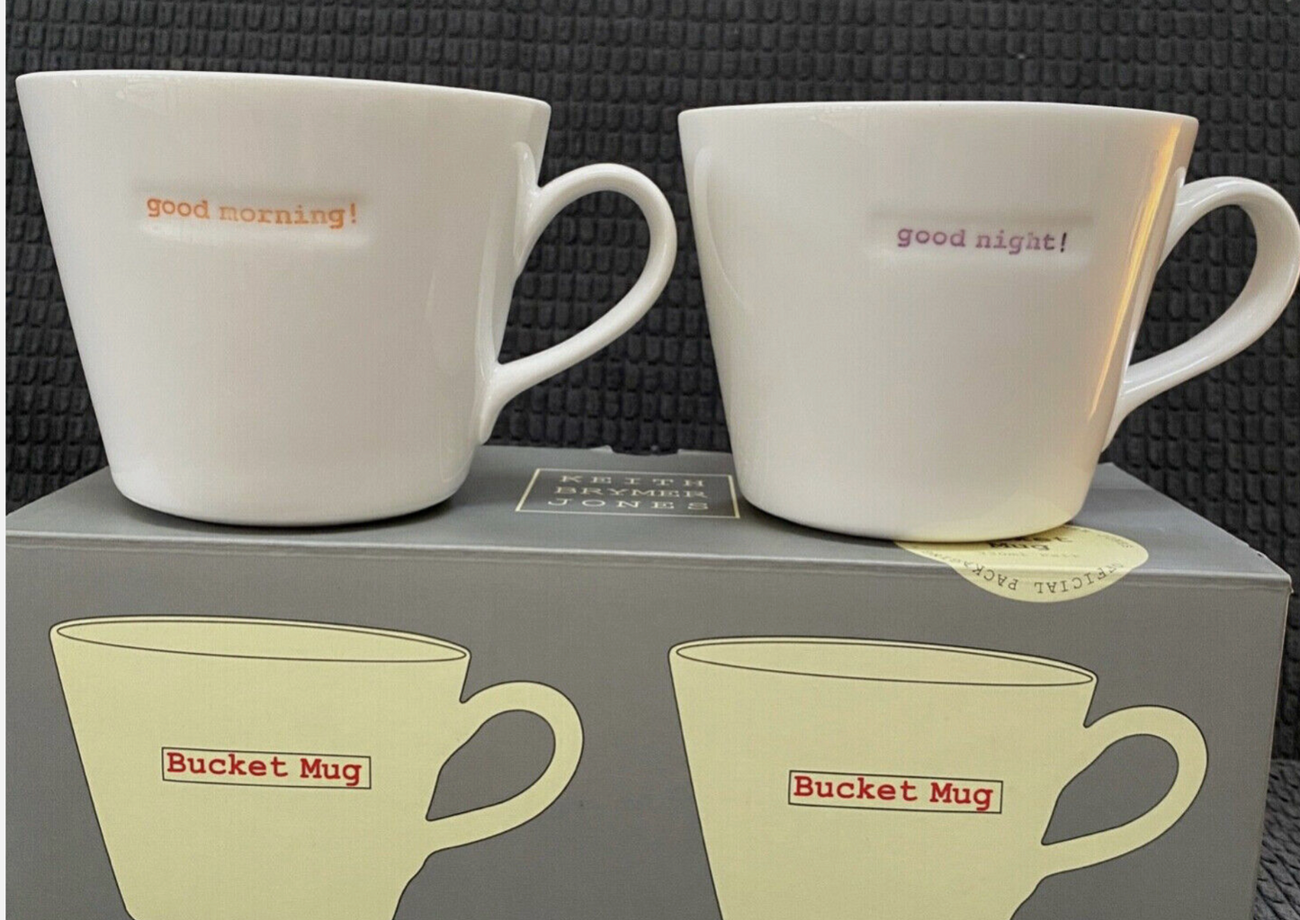 Keith Brymer Jones Good Night Good Morning Medium Bucket Mug Set 350ml