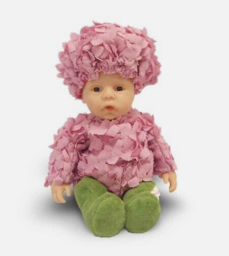 Anne Geddes 9 inch Baby Hydrangeas Doll - Bean Filled Soft Body