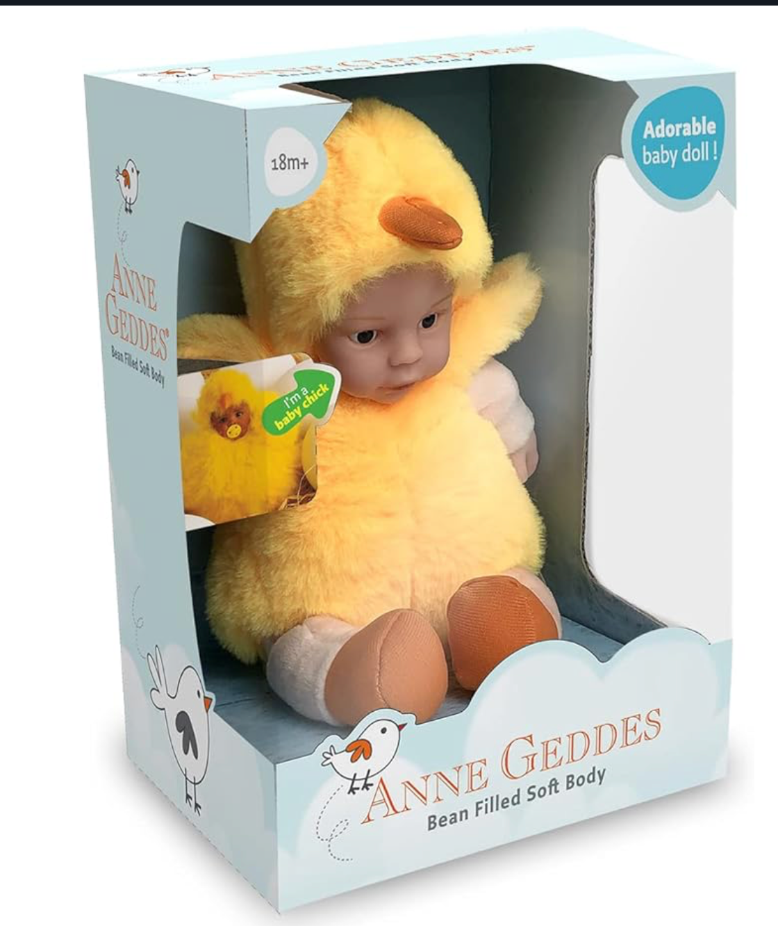 Anne Geddes 9 inch Baby Chick Doll - Bean Filled Soft Body Collection