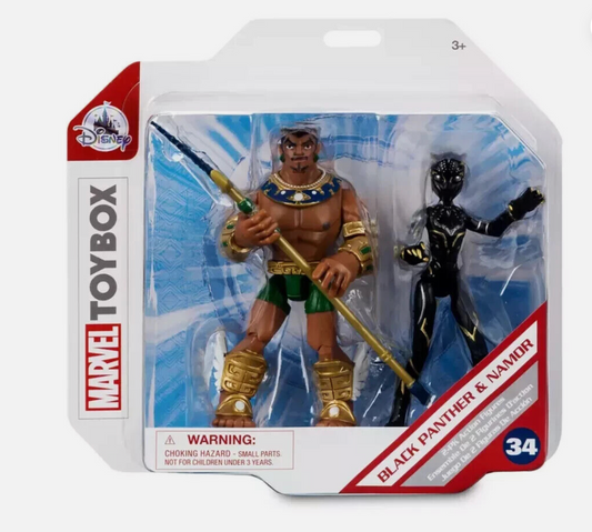 Disney Store Marvel Toybox Namor And Black Panther Set 5 Inch Action Figure Set