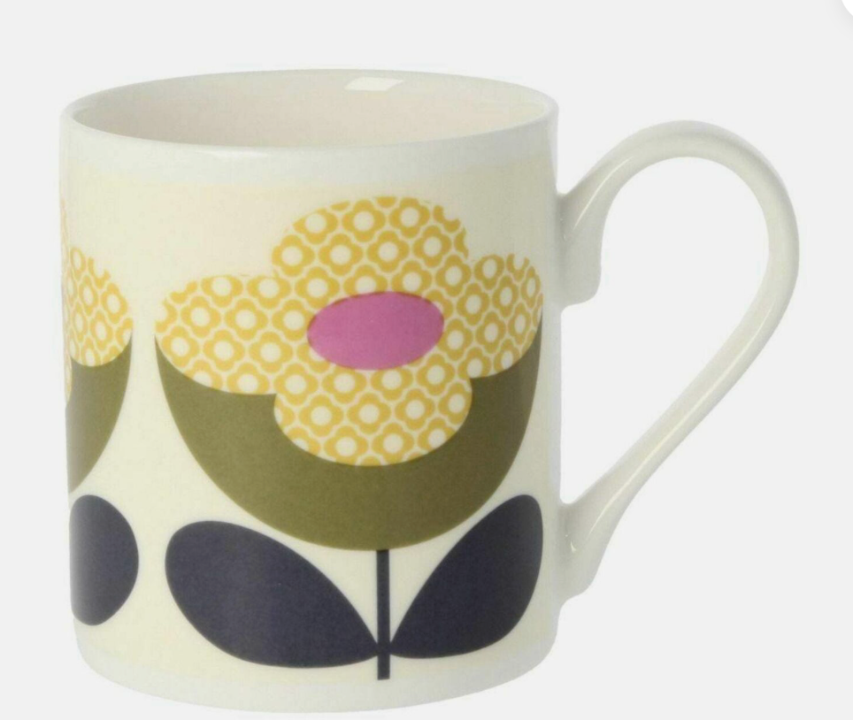 Orla Kiely Buttercup Stem 350ml Mug Olive & Yellow