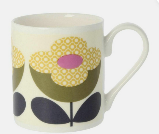 Orla Kiely Buttercup Stem 350ml Mug Olive & Yellow