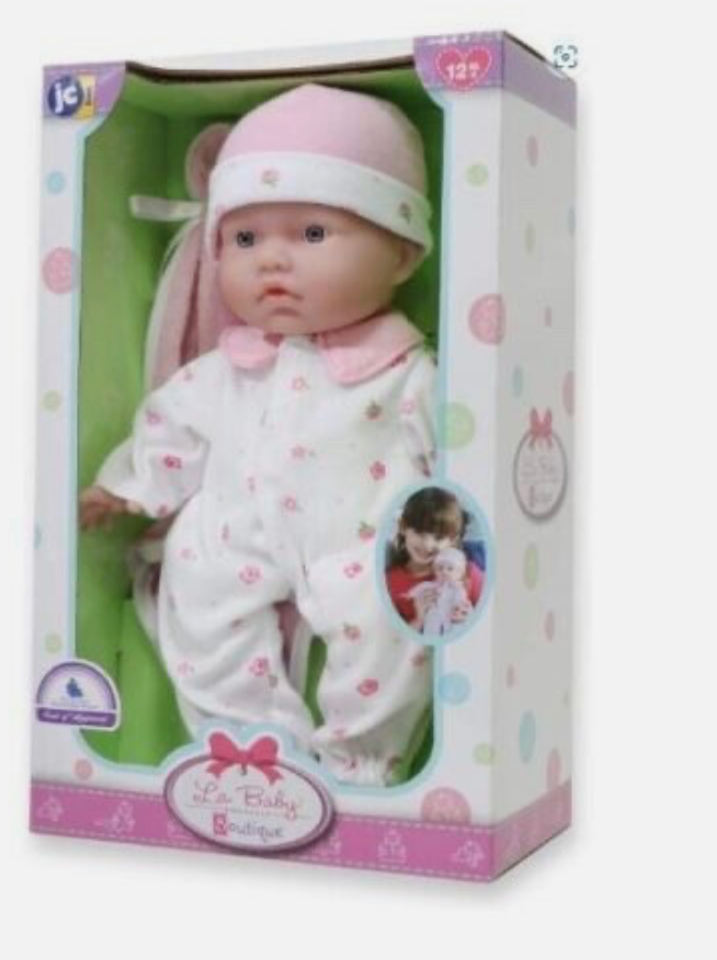 La Baby Soft Body Doll, 27.9 cm, Washable, Removable Clothes, Pink