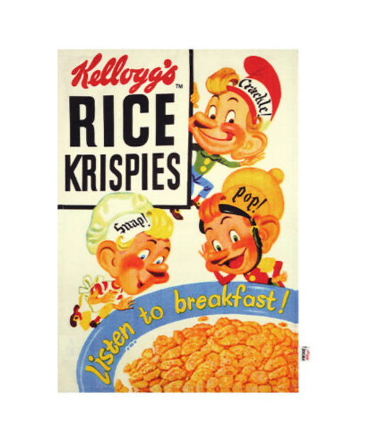 Vintage Kelloggs Tea Towel - Rice Krispies Snap, Crackle & Pop