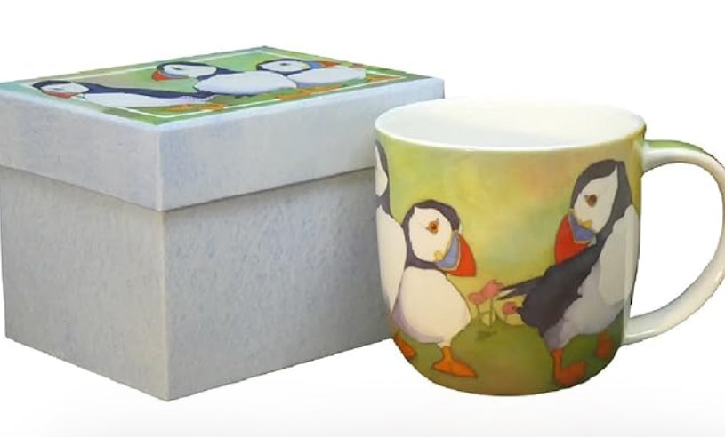 Emma Ball PUFFINS BONE CHINA MUG WITH GIFT BOX