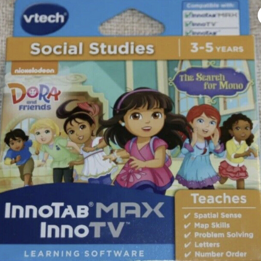 VTECH INNOTAB MAX INNOTV DORA 'SEARCH FOR MONO' - SOCIAL STUDIES 3-5 YEARS - NEW