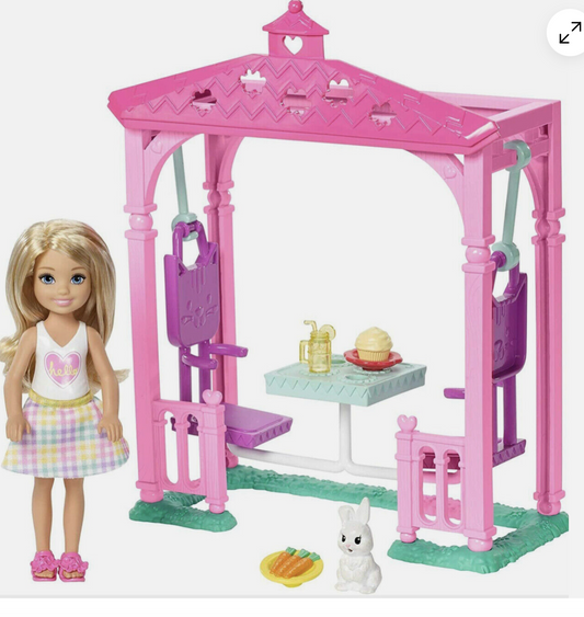 Barbie Club Chelsea Picnic Gazebo Playset with Doll & Pet (FDB34) by Mattel