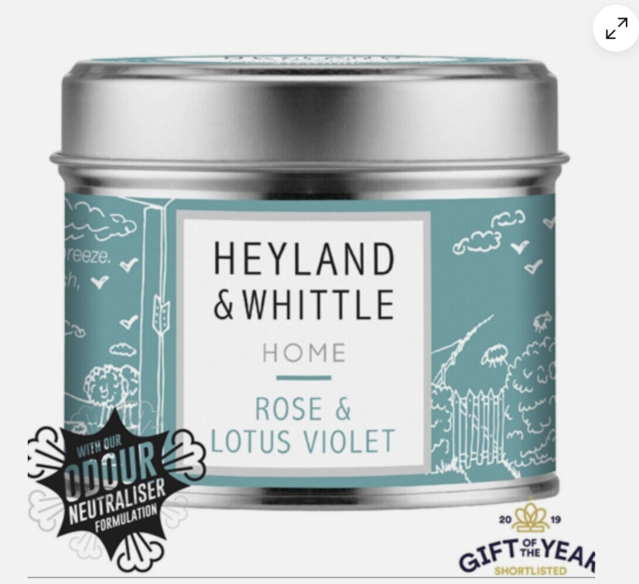 Heyland & Whittle The Open Window Rose & Lotus Violet Fragrance Candle in a Tin