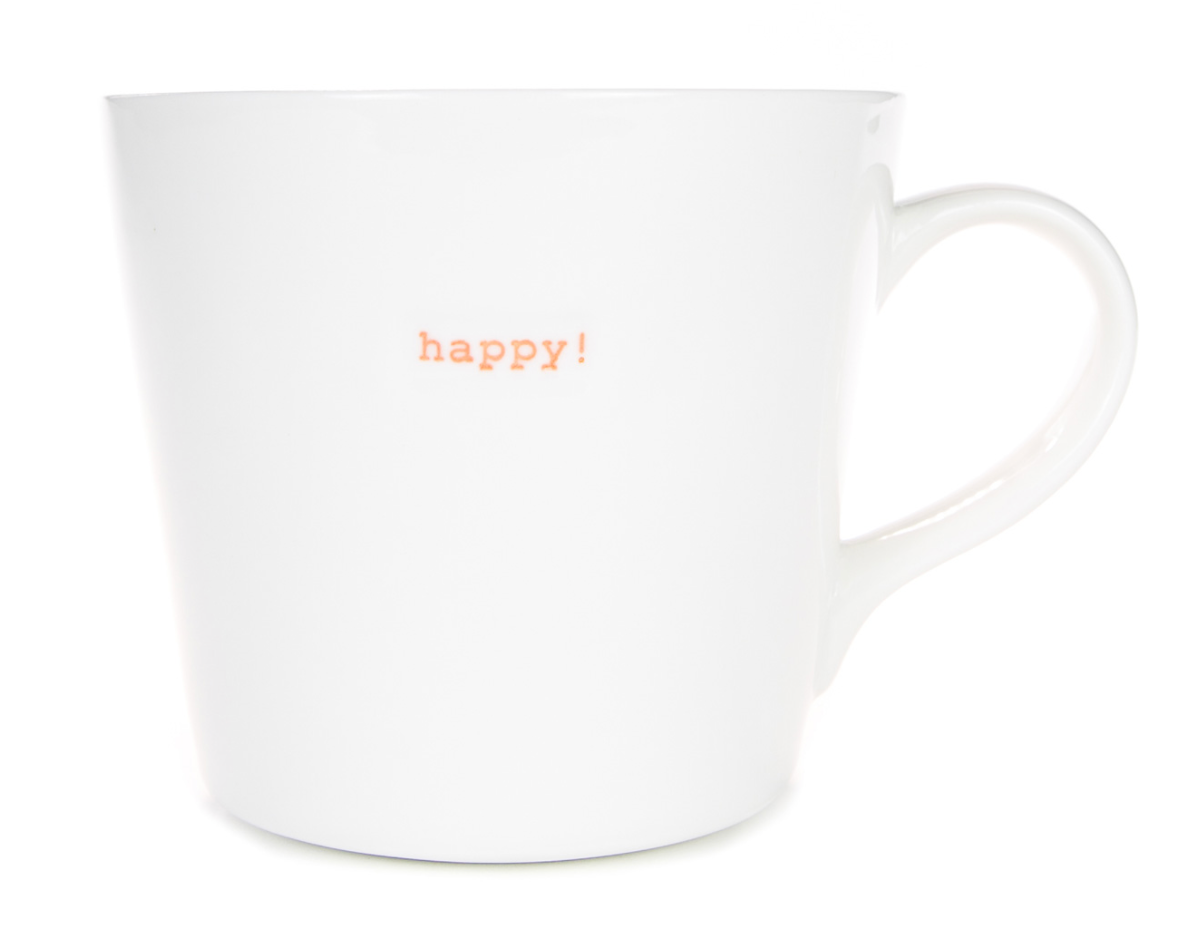 Keith Brymer Jones Happy Medium Bucket Mug 350ml Orange Font