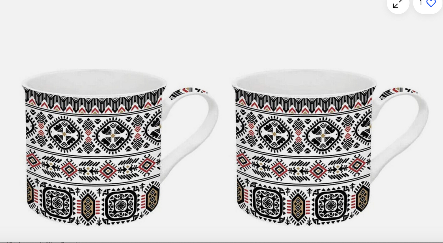 Easy Life Set of 2 Mugs Fine Porcelain 30ml Global Incas design mug set