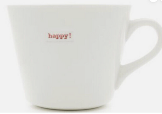 Keith Brymer Jones Happy Medium Bucket Mug 350ml Red Font