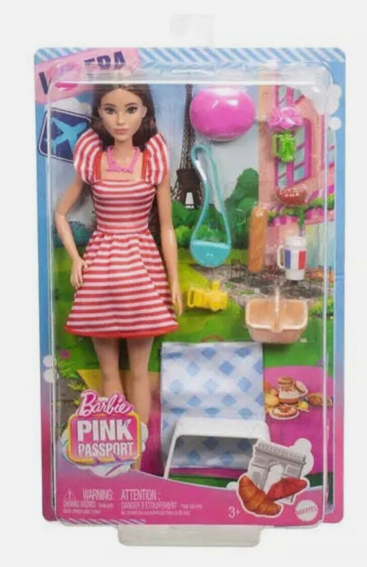 Barbie Pink Passport  Paris Doll and Accessory Set