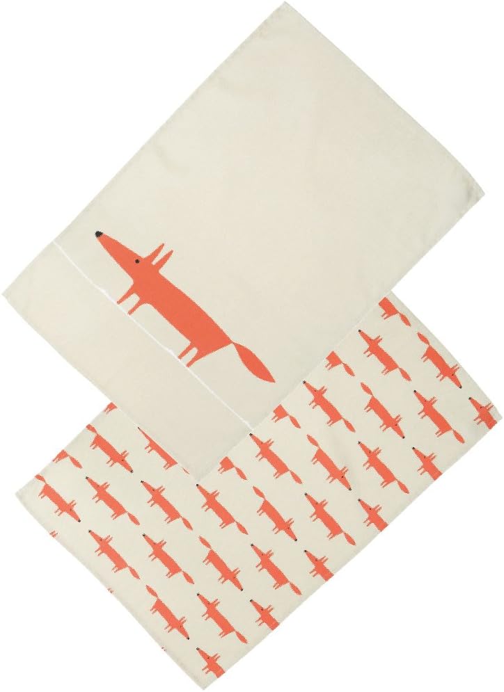 Scion Living Tea Towel Mr Fox Twin Pack - Stone