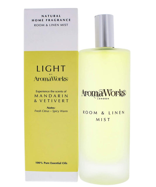 Aromaworks Light Room and Linen Mist Mandarin and Vetivert 100ml