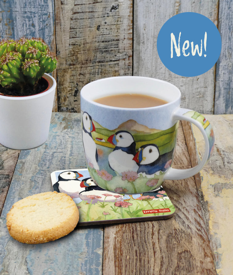 SEA THRIFT PUFFINS BONE CHINA MUG WITH GIFT BOX