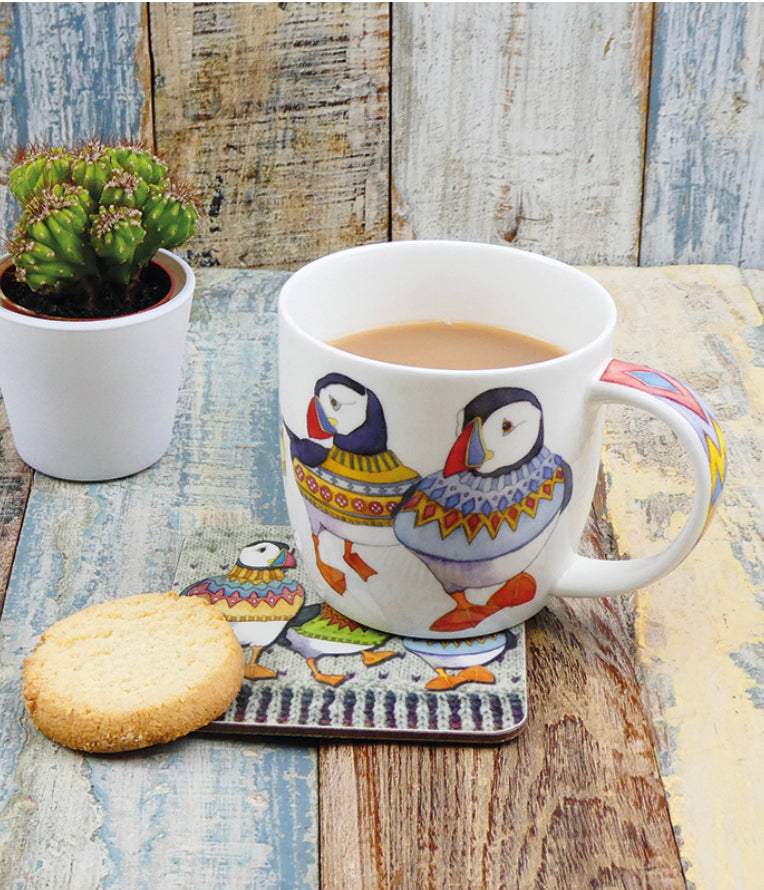 WOOLLY PUFFINS BONE CHINA MUG WITH GIFT BOX