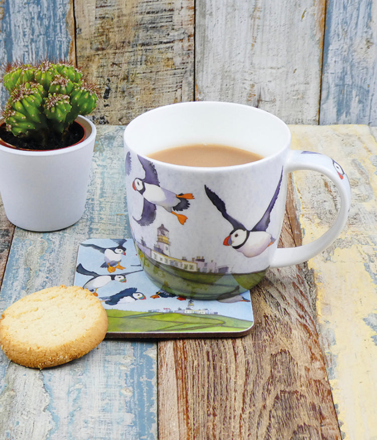 FLYING PUFFINS BONE CHINA MUG WITH GIFT BOX