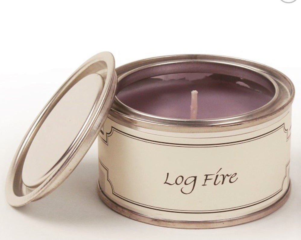 Log Fire Paint Pot Candle