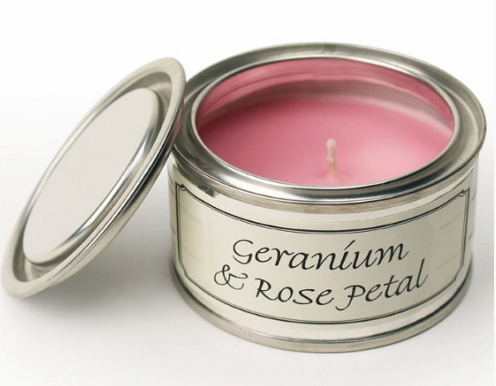 Geranium & Rose Petal Paint Pot Candle