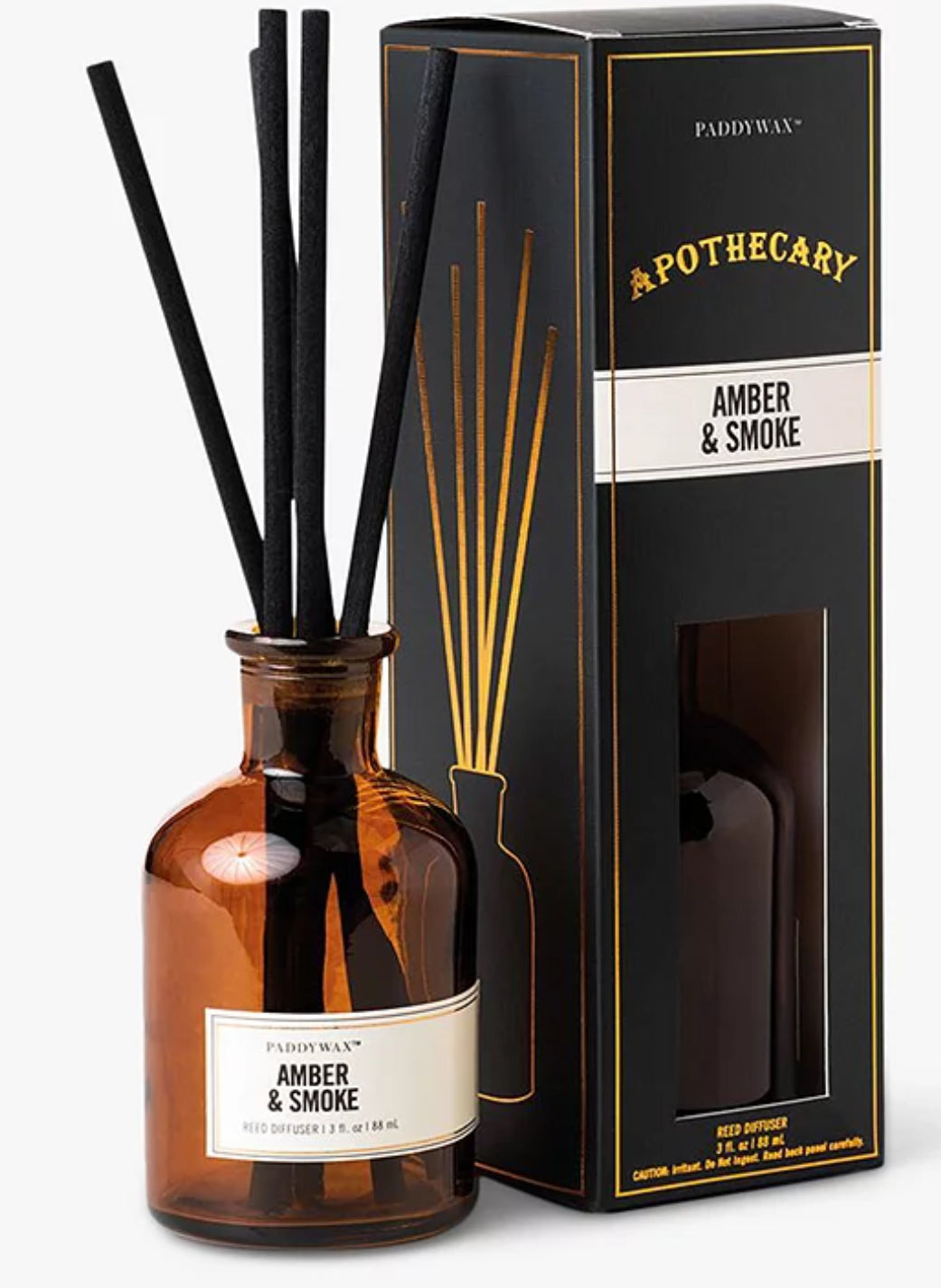 Paddywax Apothecary Amber & Smoke Reed Diffuser, 88ml