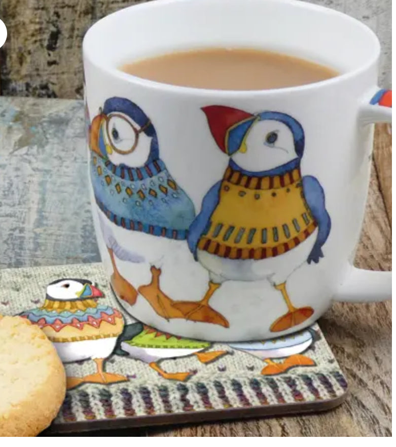 Woolley Puffins II Bone China Mug In Gift Box